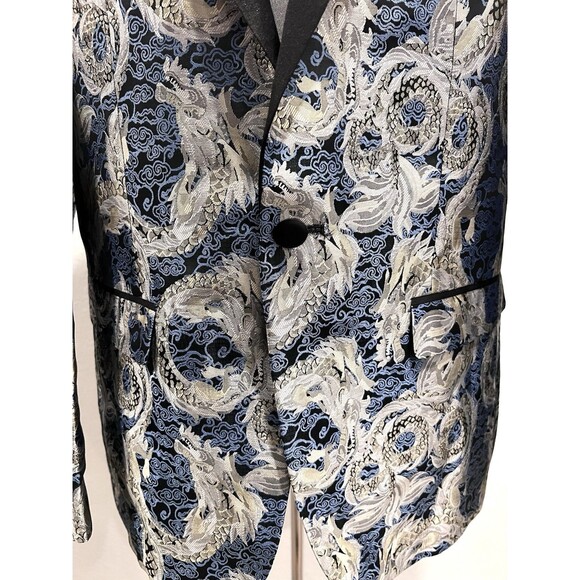 Paisley & Gray Blazer Men Size 38R Slim Fit Dragon Allover Print Sports Jacket - Picture 9 of 13